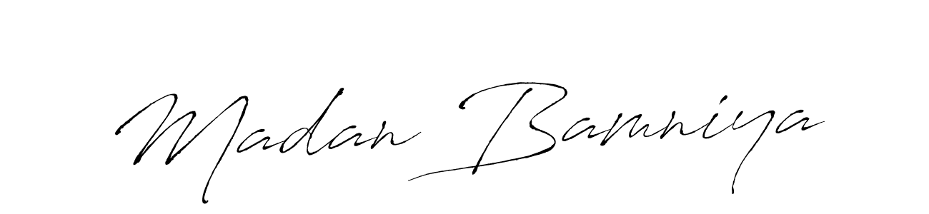 The best way (Antro_Vectra) to make a short signature is to pick only two or three words in your name. The name Madan Bamniya include a total of six letters. For converting this name. Madan Bamniya signature style 6 images and pictures png