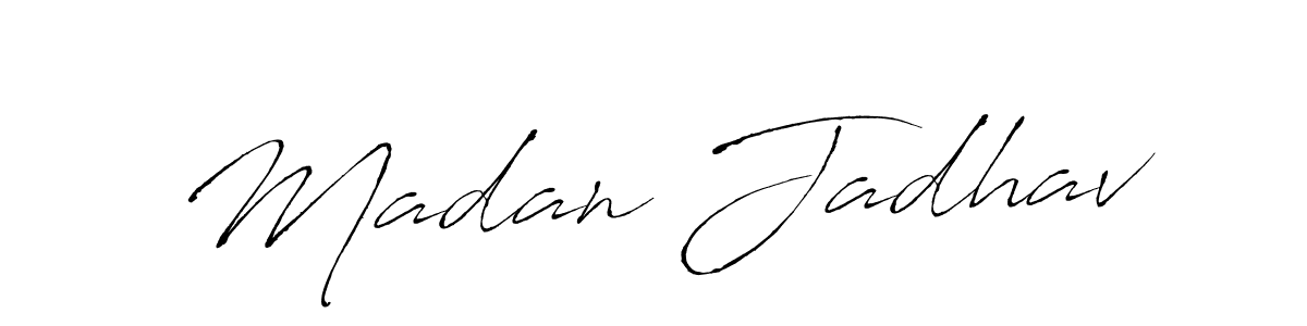 The best way (Antro_Vectra) to make a short signature is to pick only two or three words in your name. The name Madan Jadhav include a total of six letters. For converting this name. Madan Jadhav signature style 6 images and pictures png