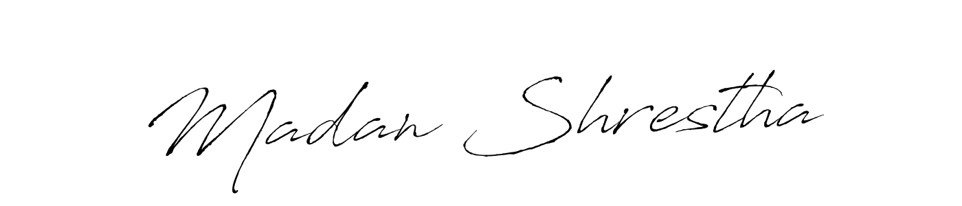 How to make Madan Shrestha name signature. Use Antro_Vectra style for creating short signs online. This is the latest handwritten sign. Madan Shrestha signature style 6 images and pictures png