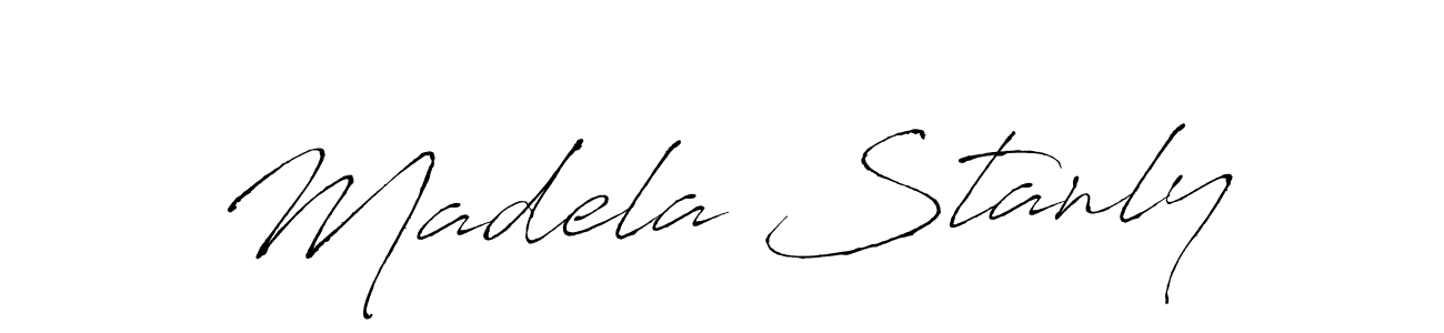 How to make Madela Stanly name signature. Use Antro_Vectra style for creating short signs online. This is the latest handwritten sign. Madela Stanly signature style 6 images and pictures png