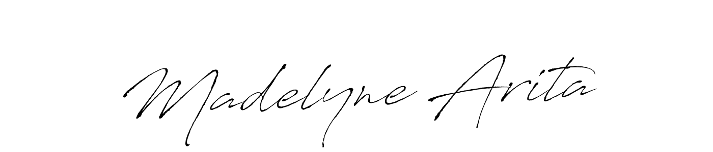 Design your own signature with our free online signature maker. With this signature software, you can create a handwritten (Antro_Vectra) signature for name Madelyne Arita. Madelyne Arita signature style 6 images and pictures png