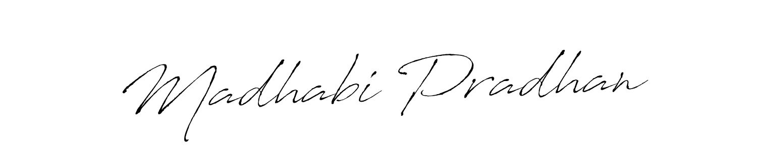 How to make Madhabi Pradhan name signature. Use Antro_Vectra style for creating short signs online. This is the latest handwritten sign. Madhabi Pradhan signature style 6 images and pictures png