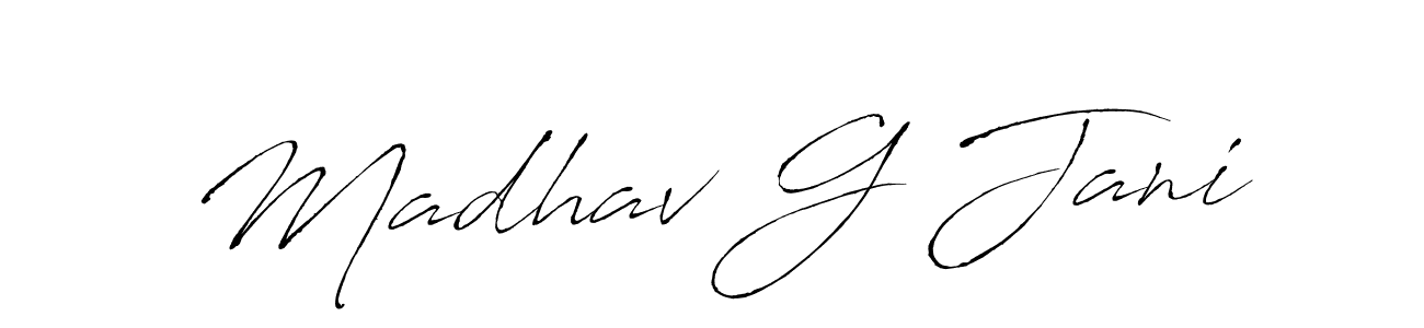 The best way (Antro_Vectra) to make a short signature is to pick only two or three words in your name. The name Madhav G Jani include a total of six letters. For converting this name. Madhav G Jani signature style 6 images and pictures png