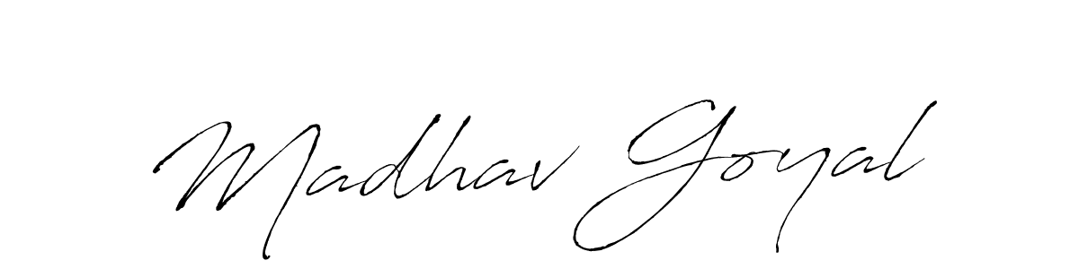 How to make Madhav Goyal name signature. Use Antro_Vectra style for creating short signs online. This is the latest handwritten sign. Madhav Goyal signature style 6 images and pictures png