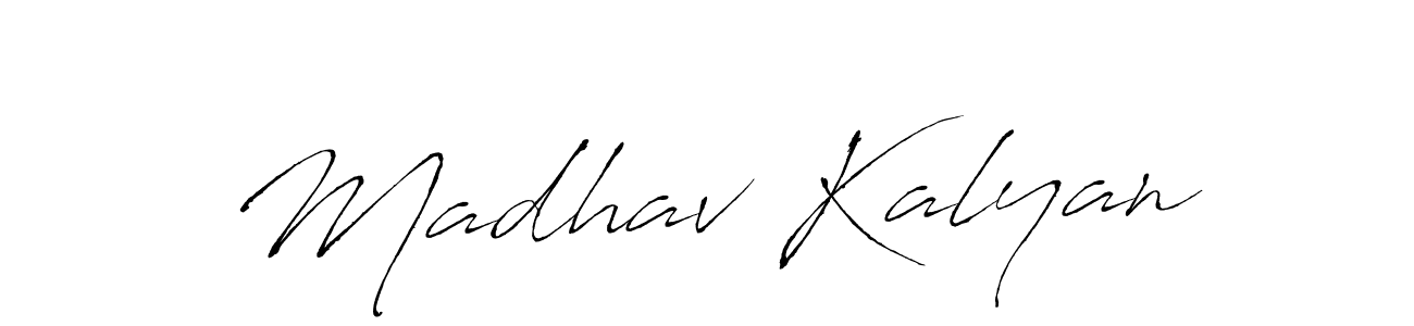 The best way (Antro_Vectra) to make a short signature is to pick only two or three words in your name. The name Madhav Kalyan include a total of six letters. For converting this name. Madhav Kalyan signature style 6 images and pictures png
