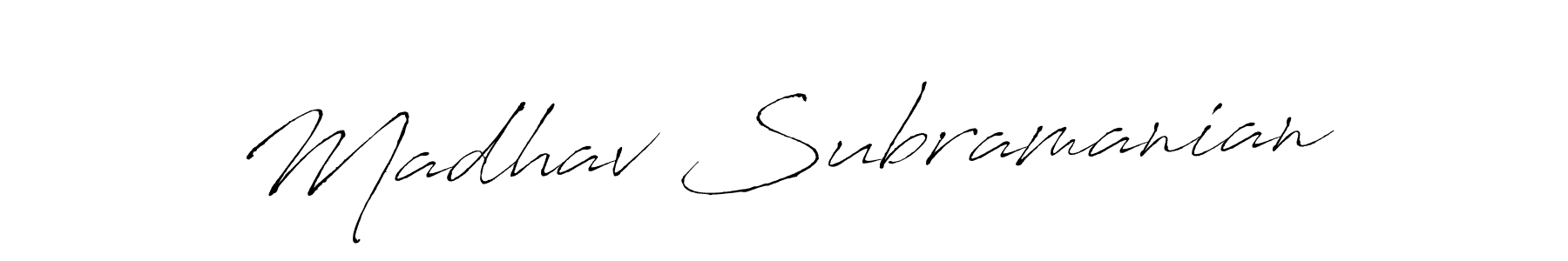 Antro_Vectra is a professional signature style that is perfect for those who want to add a touch of class to their signature. It is also a great choice for those who want to make their signature more unique. Get Madhav Subramanian name to fancy signature for free. Madhav Subramanian signature style 6 images and pictures png