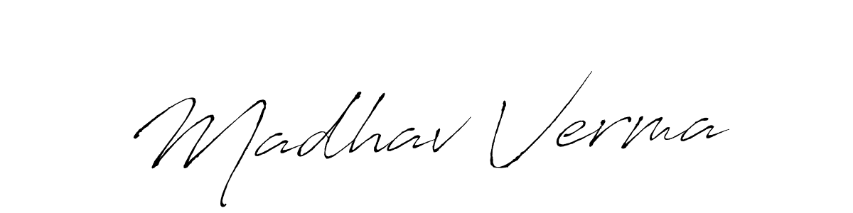 Make a beautiful signature design for name Madhav Verma. With this signature (Antro_Vectra) style, you can create a handwritten signature for free. Madhav Verma signature style 6 images and pictures png