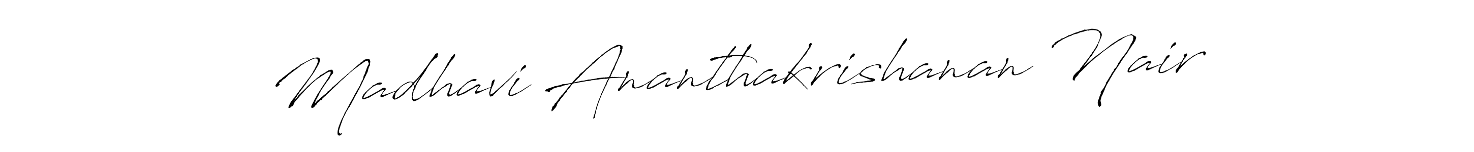 The best way (Antro_Vectra) to make a short signature is to pick only two or three words in your name. The name Madhavi Ananthakrishanan Nair include a total of six letters. For converting this name. Madhavi Ananthakrishanan Nair signature style 6 images and pictures png