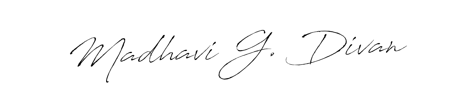 Design your own signature with our free online signature maker. With this signature software, you can create a handwritten (Antro_Vectra) signature for name Madhavi G. Divan. Madhavi G. Divan signature style 6 images and pictures png