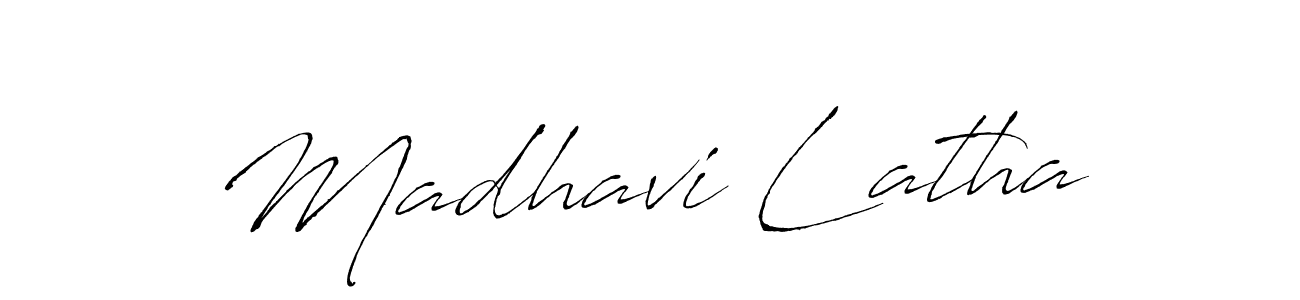 Make a beautiful signature design for name Madhavi Latha. With this signature (Antro_Vectra) style, you can create a handwritten signature for free. Madhavi Latha signature style 6 images and pictures png