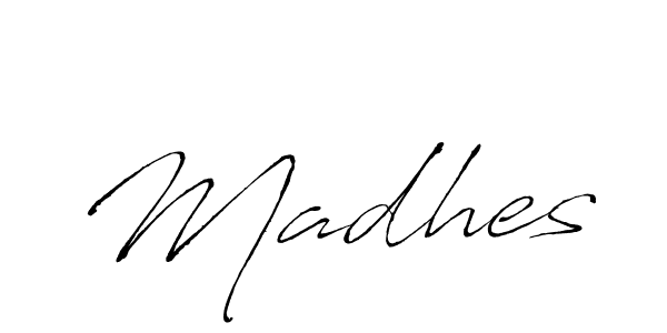 Design your own signature with our free online signature maker. With this signature software, you can create a handwritten (Antro_Vectra) signature for name Madhes. Madhes signature style 6 images and pictures png
