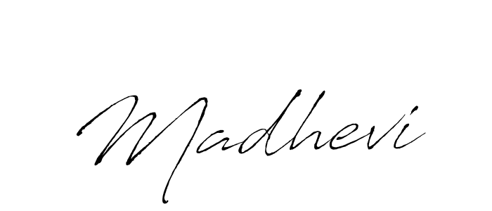 Madhevi stylish signature style. Best Handwritten Sign (Antro_Vectra) for my name. Handwritten Signature Collection Ideas for my name Madhevi. Madhevi signature style 6 images and pictures png