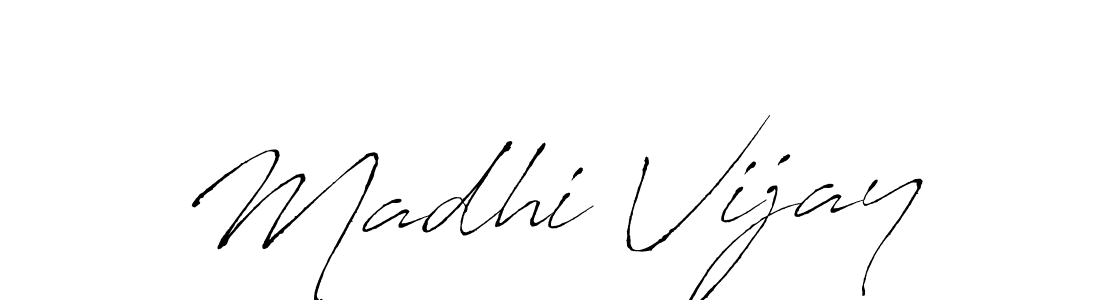 Use a signature maker to create a handwritten signature online. With this signature software, you can design (Antro_Vectra) your own signature for name Madhi Vijay. Madhi Vijay signature style 6 images and pictures png