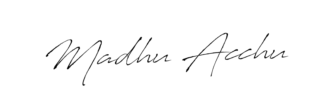 How to make Madhu Acchu name signature. Use Antro_Vectra style for creating short signs online. This is the latest handwritten sign. Madhu Acchu signature style 6 images and pictures png