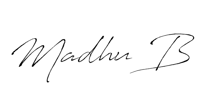 Madhu B stylish signature style. Best Handwritten Sign (Antro_Vectra) for my name. Handwritten Signature Collection Ideas for my name Madhu B. Madhu B signature style 6 images and pictures png