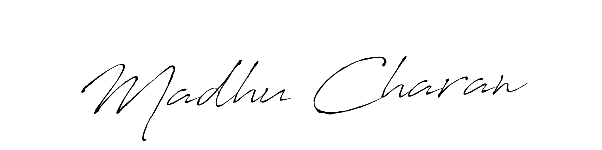 How to make Madhu Charan name signature. Use Antro_Vectra style for creating short signs online. This is the latest handwritten sign. Madhu Charan signature style 6 images and pictures png