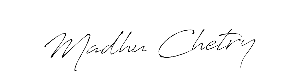 The best way (Antro_Vectra) to make a short signature is to pick only two or three words in your name. The name Madhu Chetry include a total of six letters. For converting this name. Madhu Chetry signature style 6 images and pictures png