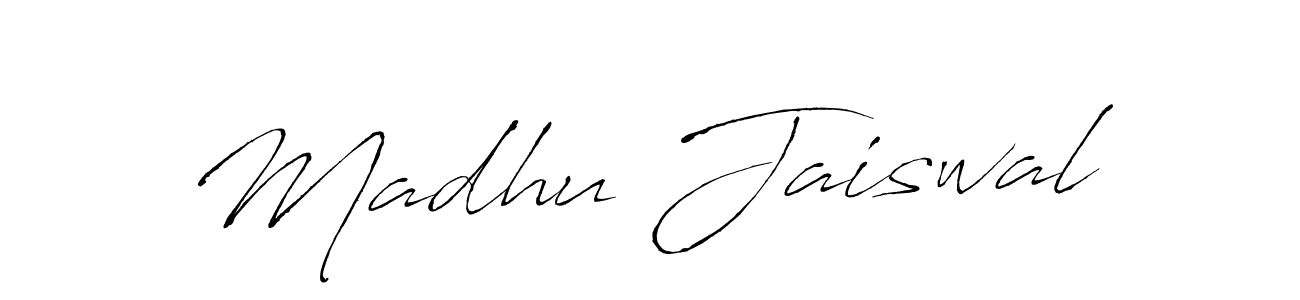 Create a beautiful signature design for name Madhu Jaiswal. With this signature (Antro_Vectra) fonts, you can make a handwritten signature for free. Madhu Jaiswal signature style 6 images and pictures png