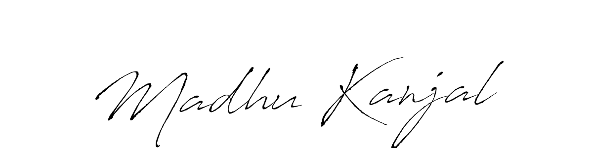 Make a beautiful signature design for name Madhu Kanjal. With this signature (Antro_Vectra) style, you can create a handwritten signature for free. Madhu Kanjal signature style 6 images and pictures png