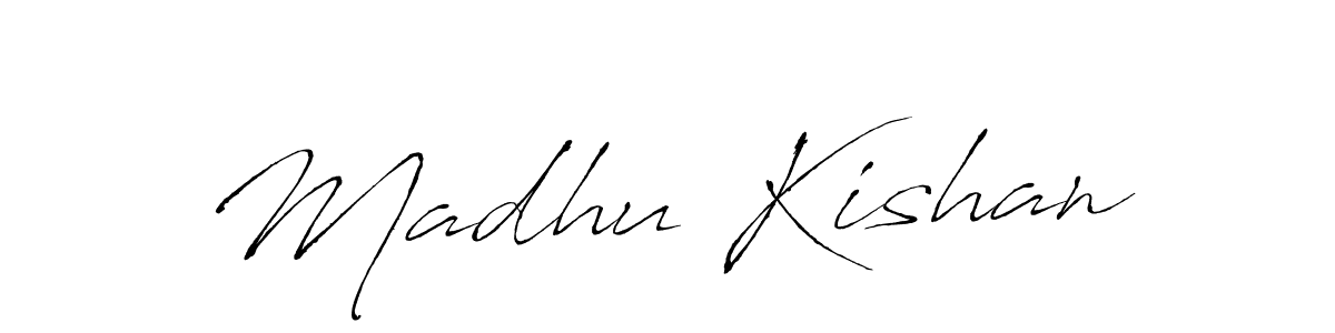 How to make Madhu Kishan name signature. Use Antro_Vectra style for creating short signs online. This is the latest handwritten sign. Madhu Kishan signature style 6 images and pictures png