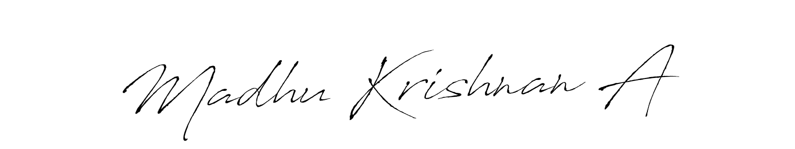 Use a signature maker to create a handwritten signature online. With this signature software, you can design (Antro_Vectra) your own signature for name Madhu Krishnan A. Madhu Krishnan A signature style 6 images and pictures png