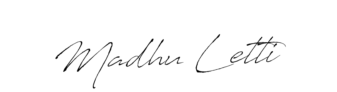 Madhu Letti stylish signature style. Best Handwritten Sign (Antro_Vectra) for my name. Handwritten Signature Collection Ideas for my name Madhu Letti. Madhu Letti signature style 6 images and pictures png