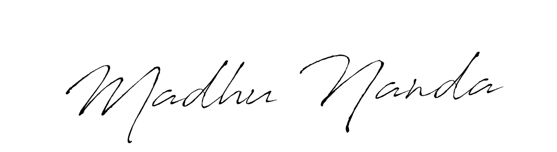 Make a beautiful signature design for name Madhu Nanda. With this signature (Antro_Vectra) style, you can create a handwritten signature for free. Madhu Nanda signature style 6 images and pictures png