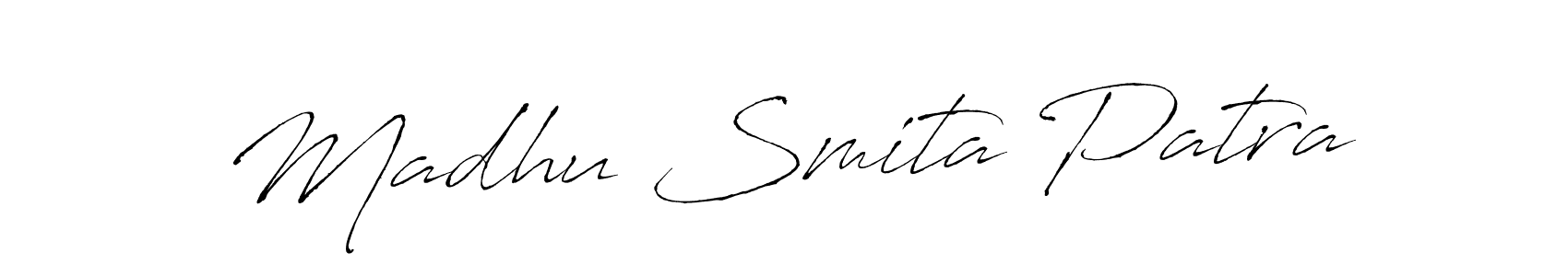 You should practise on your own different ways (Antro_Vectra) to write your name (Madhu Smita Patra) in signature. don't let someone else do it for you. Madhu Smita Patra signature style 6 images and pictures png