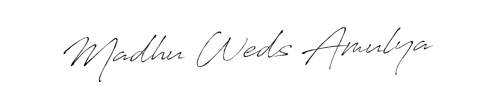 Make a beautiful signature design for name Madhu Weds Amulya. With this signature (Antro_Vectra) style, you can create a handwritten signature for free. Madhu Weds Amulya signature style 6 images and pictures png