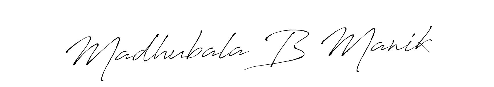 Create a beautiful signature design for name Madhubala B Manik. With this signature (Antro_Vectra) fonts, you can make a handwritten signature for free. Madhubala B Manik signature style 6 images and pictures png