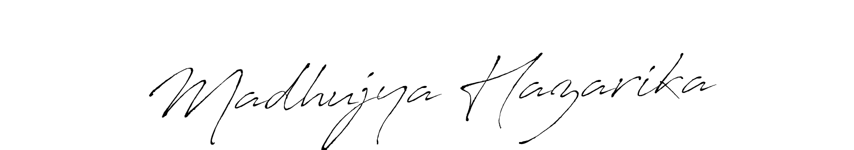 The best way (Antro_Vectra) to make a short signature is to pick only two or three words in your name. The name Madhujya Hazarika include a total of six letters. For converting this name. Madhujya Hazarika signature style 6 images and pictures png