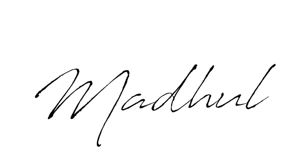 Madhul stylish signature style. Best Handwritten Sign (Antro_Vectra) for my name. Handwritten Signature Collection Ideas for my name Madhul. Madhul signature style 6 images and pictures png