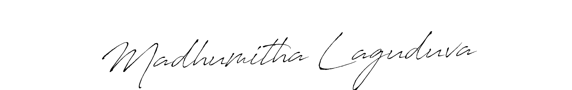 How to make Madhumitha Laguduva signature? Antro_Vectra is a professional autograph style. Create handwritten signature for Madhumitha Laguduva name. Madhumitha Laguduva signature style 6 images and pictures png