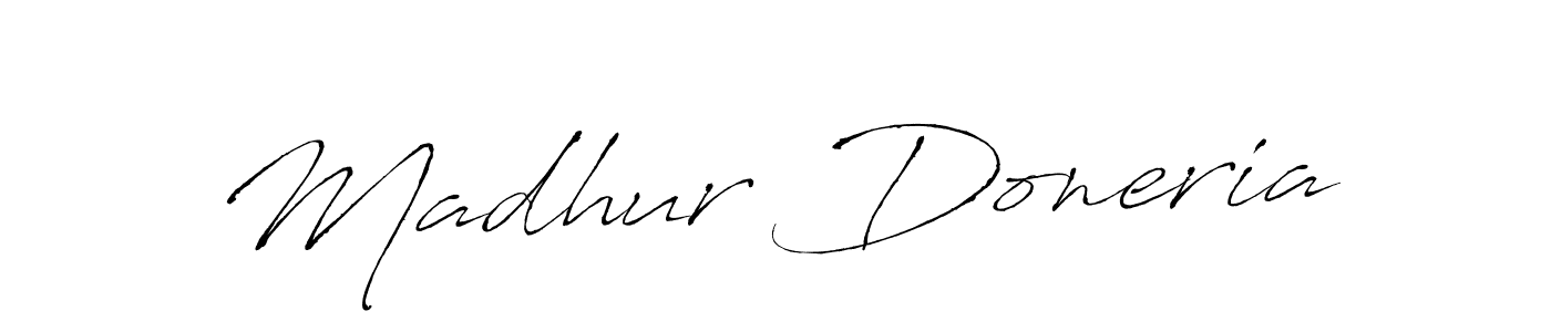 Antro_Vectra is a professional signature style that is perfect for those who want to add a touch of class to their signature. It is also a great choice for those who want to make their signature more unique. Get Madhur Doneria name to fancy signature for free. Madhur Doneria signature style 6 images and pictures png