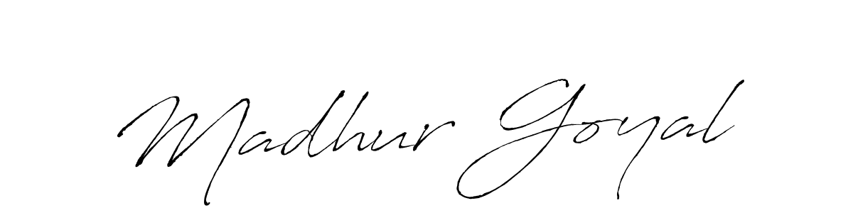 Make a beautiful signature design for name Madhur Goyal. With this signature (Antro_Vectra) style, you can create a handwritten signature for free. Madhur Goyal signature style 6 images and pictures png