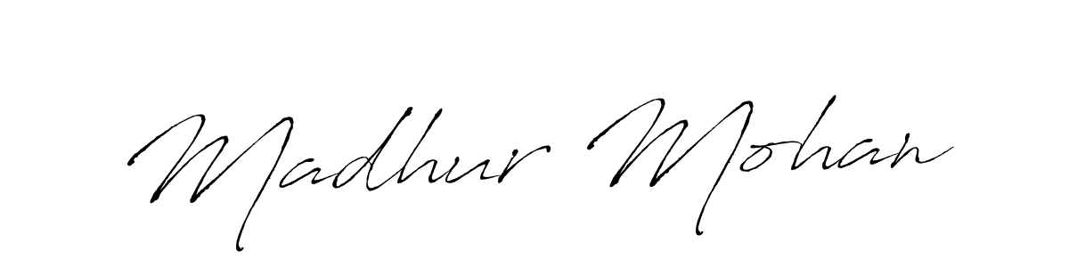 Antro_Vectra is a professional signature style that is perfect for those who want to add a touch of class to their signature. It is also a great choice for those who want to make their signature more unique. Get Madhur Mohan name to fancy signature for free. Madhur Mohan signature style 6 images and pictures png