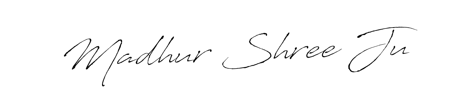 Similarly Antro_Vectra is the best handwritten signature design. Signature creator online .You can use it as an online autograph creator for name Madhur Shree Ju. Madhur Shree Ju signature style 6 images and pictures png