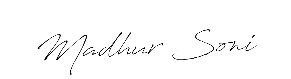 Design your own signature with our free online signature maker. With this signature software, you can create a handwritten (Antro_Vectra) signature for name Madhur Soni. Madhur Soni signature style 6 images and pictures png