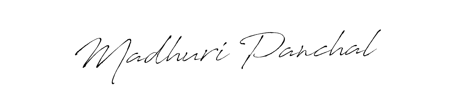 The best way (Antro_Vectra) to make a short signature is to pick only two or three words in your name. The name Madhuri Panchal include a total of six letters. For converting this name. Madhuri Panchal signature style 6 images and pictures png