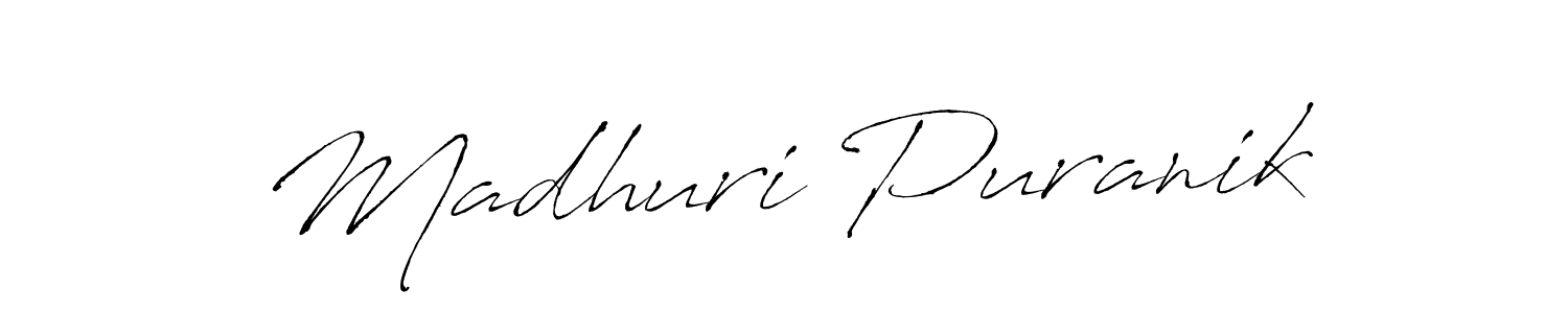 Madhuri Puranik stylish signature style. Best Handwritten Sign (Antro_Vectra) for my name. Handwritten Signature Collection Ideas for my name Madhuri Puranik. Madhuri Puranik signature style 6 images and pictures png