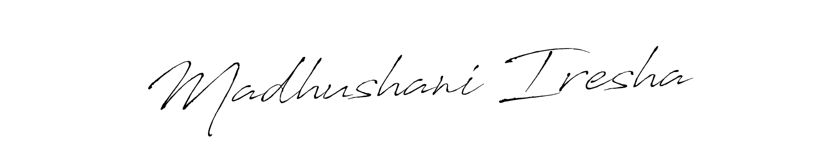 How to make Madhushani Iresha name signature. Use Antro_Vectra style for creating short signs online. This is the latest handwritten sign. Madhushani Iresha signature style 6 images and pictures png