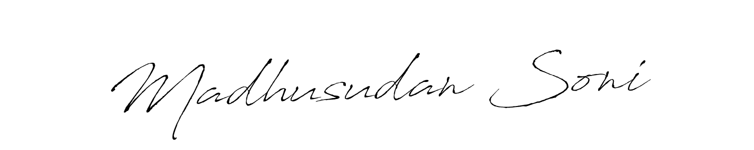 The best way (Antro_Vectra) to make a short signature is to pick only two or three words in your name. The name Madhusudan Soni include a total of six letters. For converting this name. Madhusudan Soni signature style 6 images and pictures png