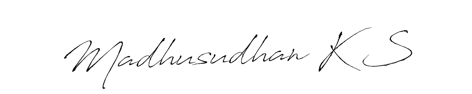 Design your own signature with our free online signature maker. With this signature software, you can create a handwritten (Antro_Vectra) signature for name Madhusudhan K S. Madhusudhan K S signature style 6 images and pictures png