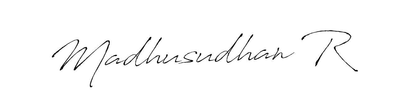 It looks lik you need a new signature style for name Madhusudhan R. Design unique handwritten (Antro_Vectra) signature with our free signature maker in just a few clicks. Madhusudhan R signature style 6 images and pictures png