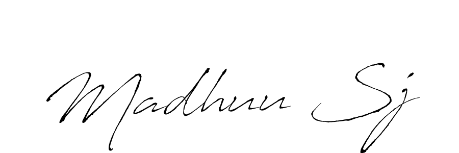 How to make Madhuu Sj name signature. Use Antro_Vectra style for creating short signs online. This is the latest handwritten sign. Madhuu Sj signature style 6 images and pictures png