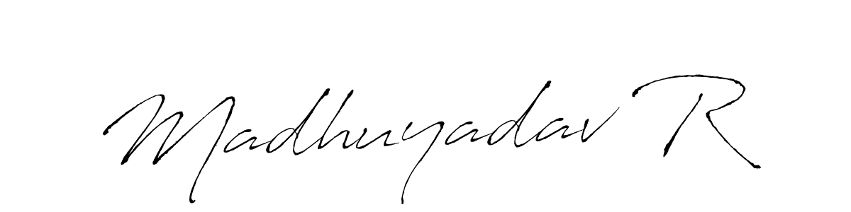 Create a beautiful signature design for name Madhuyadav R. With this signature (Antro_Vectra) fonts, you can make a handwritten signature for free. Madhuyadav R signature style 6 images and pictures png