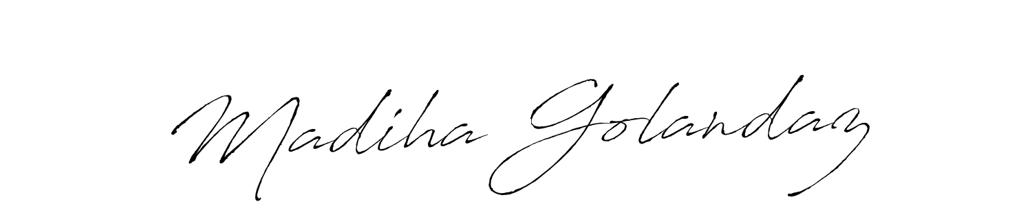 Also we have Madiha Golandaz name is the best signature style. Create professional handwritten signature collection using Antro_Vectra autograph style. Madiha Golandaz signature style 6 images and pictures png