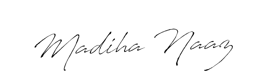 The best way (Antro_Vectra) to make a short signature is to pick only two or three words in your name. The name Madiha Naaz include a total of six letters. For converting this name. Madiha Naaz signature style 6 images and pictures png
