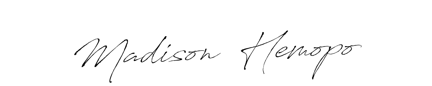 The best way (Antro_Vectra) to make a short signature is to pick only two or three words in your name. The name Madison  Hemopo include a total of six letters. For converting this name. Madison  Hemopo signature style 6 images and pictures png