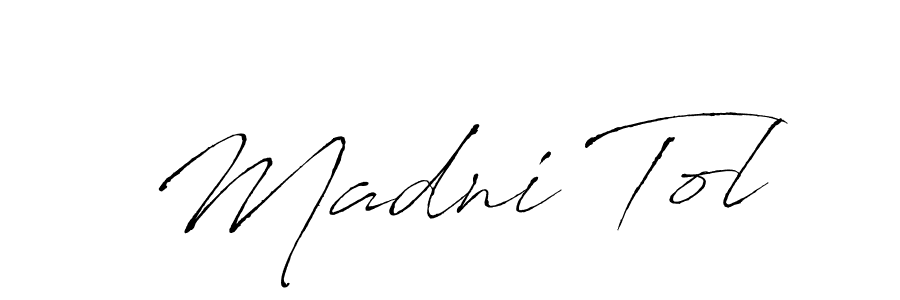 The best way (Antro_Vectra) to make a short signature is to pick only two or three words in your name. The name Madni Tol include a total of six letters. For converting this name. Madni Tol signature style 6 images and pictures png